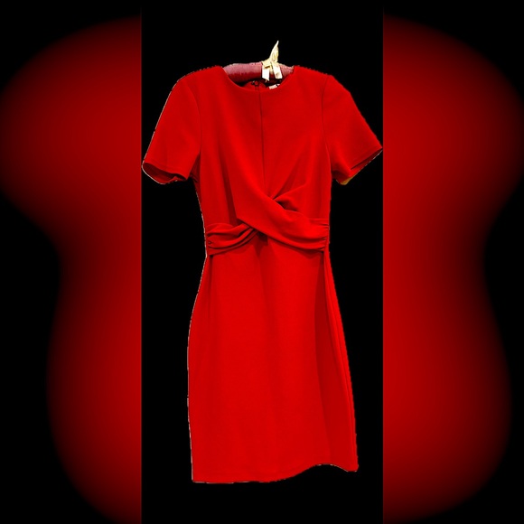 Red Twist Dress—UK 10 (Fits USA XS) - Picture 9 of 9